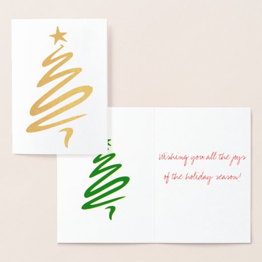 ゴールドフォイルクリスマスツリーのグリーティングカード 箔カード (ディスプレー)