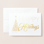 ゴールドフォイルクリスマスツリーハッピーホリデーズフォトカード 箔カード (封筒付き正面)