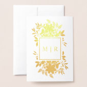 ゴールドフォイルクリムゾンレッドフローラ結婚式招待状 箔カード (裏面封筒付き)