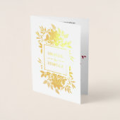 ゴールドフォイルクリムゾンレッドフローラ結婚式招待状 箔カード (正面)