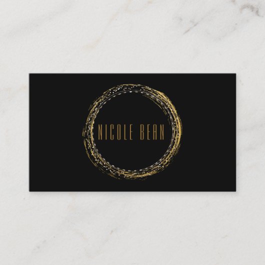 ゴールドフォイルグラマーサークルブラックビジネスカード 名刺 (正面)
