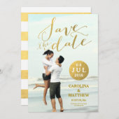 ゴールドフォイルグラマー | 写真：日付カードの保存 セーブザデート (正面/裏面)