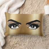 ゴールドフォイルグリッターアイズまつげ ランバークッション (ブランケット)