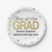 ゴールドフォイルグリッター紙吹雪卒業パーティカスタムー ペーパープレート (正面)