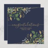 ゴールドフォイルグリッター結婚のお祝いカード (正面/裏面)