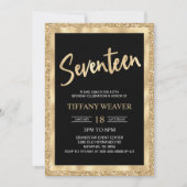 ゴールドフォイルグリッター17誕生日 招待状 (正面)
