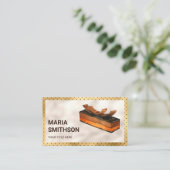 ゴールドフォイルグルメチョコレートケーキペストリーベーカリー 名刺 (スタンド正面)