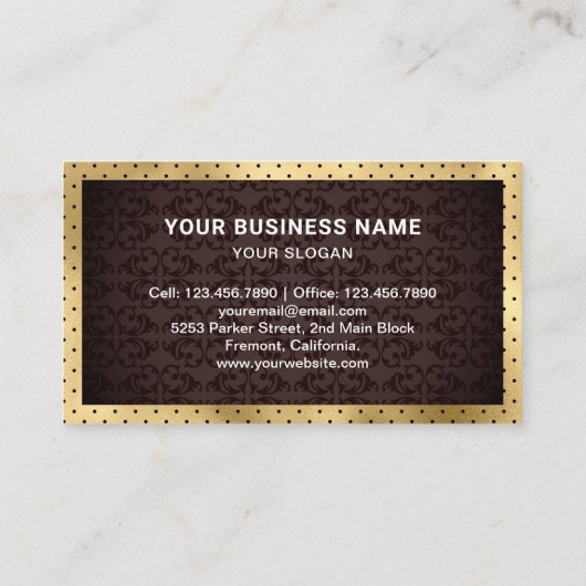 ゴールドフォイルグルメチョコレートケーキペストリーベーカリー 名刺 (裏面)