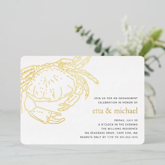 ゴールドフォイルサマーカニ饗宴パーティー 箔招待状 (立ち正面)