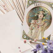 ゴールドフォイルサンキューカードアールヌーボーミュシャ 箔招待状