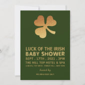 ゴールドフォイルシャムロック、アイリッシュベビーシャワー 招待状 (正面)