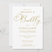 ゴールドフォイルシンプルのブランチアンドバブリーブライダルシャワー 招待状 (正面)