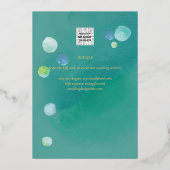 ゴールドフォイルシーガラスティール(緑がかった色)グリーン結婚ズデイブ日付 箔招待状 (裏面)