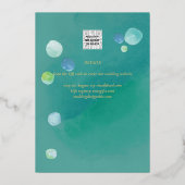 ゴールドフォイルシーガラスティール（緑がかった色）グリーン結婚ズデイブ日付F 箔招待状 (裏面)