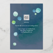 ゴールドフォイルシーガラスティール（緑がかった色）ブルー結婚ズDave Date 箔招待状 (裏面)