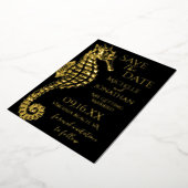 ゴールドフォイルシーホースビーチ結婚式保存日 箔招待状 (回転した状態)