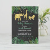 ゴールドフォイルジャングルサファリアニマルシャワー招待状 招待状 (スタンド正面)