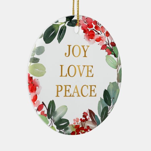 ゴールドフォイルジョイラブピースホリデーセラミックオーナメント セラミックオーナメント (右)