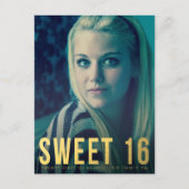 ゴールドフォイルスウィート16パーティーフォトポストカード インビテーションポストカード (正面)
