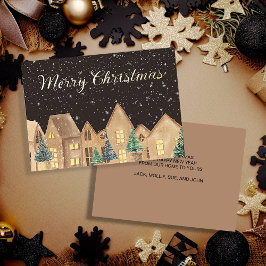 ゴールドフォイルスカンジナビアンヴィレッジハウス クリスマス 箔シーズンカード