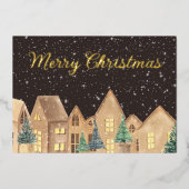 ゴールドフォイルスカンジナビアヴィレッジハウスクリスマス 箔シーズンカード (正面)