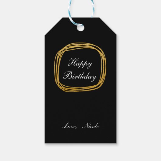 ゴールドフォイルスクライブルサークルシッモダンクギフトラベル ギフトタグ (正面)