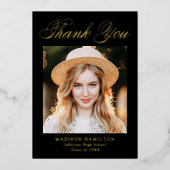 ゴールドフォイルスクリプトフォト卒業サンキューカード 箔招待状 (正面)