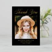 ゴールドフォイルスクリプトフォト卒業サンキューカード 箔招待状 (立ち正面)
