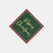 ゴールドフォイルスクリプトメリークリスマスホリデーパーティー スタンダードカクテルナプキン (角)