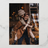 ゴールドフォイルスクリプト写真の名前結婚 箔招待状 (裏面)