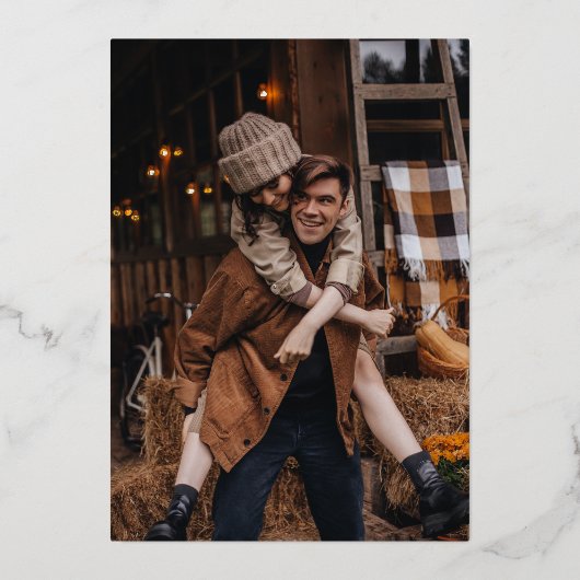 ゴールドフォイルスクリプト写真の名前結婚 箔招待状 (裏面)