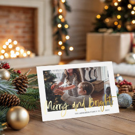 ゴールドフォイルスクリプト写真クリスマスカード 箔シーズンポストカード