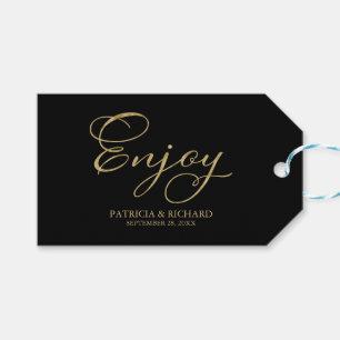 ゴールドフォイルスクリプト楽しむ結婚式の引き出物ラベル ギフトタグ