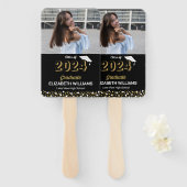 ゴールドフォイルスクリプト紙吹雪フォトブラックグラード ハンドファン (正面&裏面)