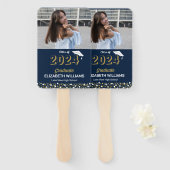 ゴールドフォイルスクリプト紙吹雪フォトブルーグラード ハンドファン (正面&裏面)