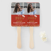 ゴールドフォイルスクリプト紙吹雪フォトレッドグラード ハンドファン (正面&裏面)