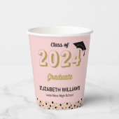ゴールドフォイルスクリプト紙吹雪卒業パーティピンク 紙コップ (裏面)
