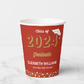 ゴールドフォイルスクリプト紙吹雪卒業パーティレッド 紙コップ (裏面)