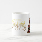 ゴールドフォイルスタイルフォトコラージメリークリスマスツリー コーヒーマグカップ (中央)