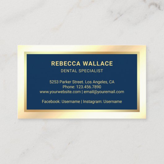 ゴールドフォイルスタークリーム金ゴールド歯ブラシ歯科医 名刺 (裏面)