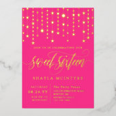 ゴールドフォイルスターズホットピンクSweet sixteen 箔招待状 (正面)