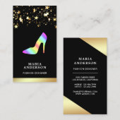 ゴールドフォイルスターズ紙吹雪レインボーハイヒール 名刺 (正面/裏面)