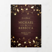 ゴールドフォイルスターズ素朴紙吹雪バーンウッド結婚ズ 三つ折り招待状 (カバー)