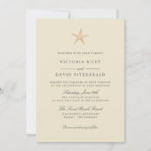 ゴールドフォイルスターフィッシュエレガント海ビーチ結婚式 招待状 (正面)