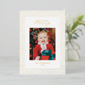 ゴールドフォイルストライプのそう非常にメリーフォトホリデーカード 箔シーズンカード (立ち正面)