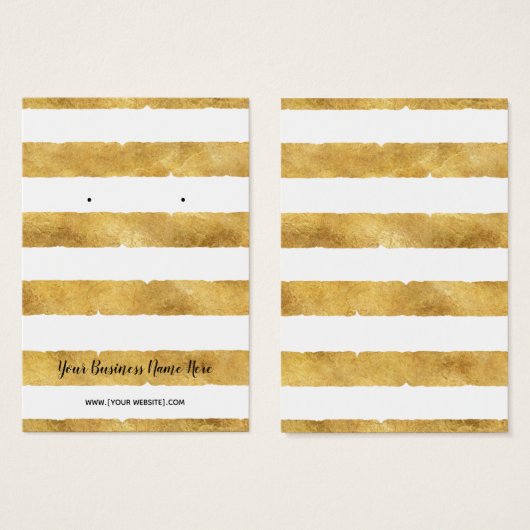 ゴールドフォイルストライプのイヤリングディスプレイカード (正面&裏面)