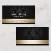 ゴールドフォイルストライプのダマスクのメイクアップアーティスト 名刺 (正面/裏面)