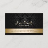 ゴールドフォイルストライプのダマスクのメイクアップアーティスト 名刺 (正面)