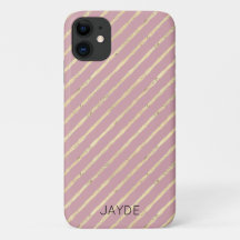 ゴールドフォイルストライプズパーソナライズされた携帯電話ケース