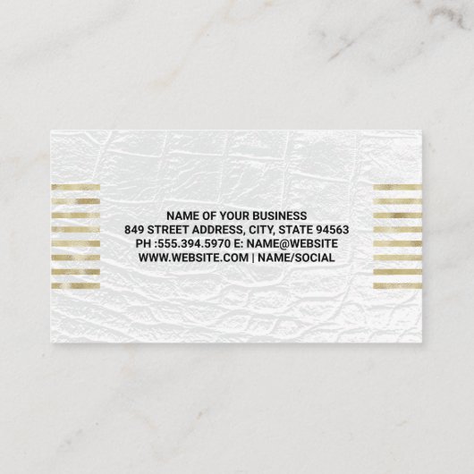 ゴールドフォイルストライプズ |ホワイトレザー 名刺 (裏面)